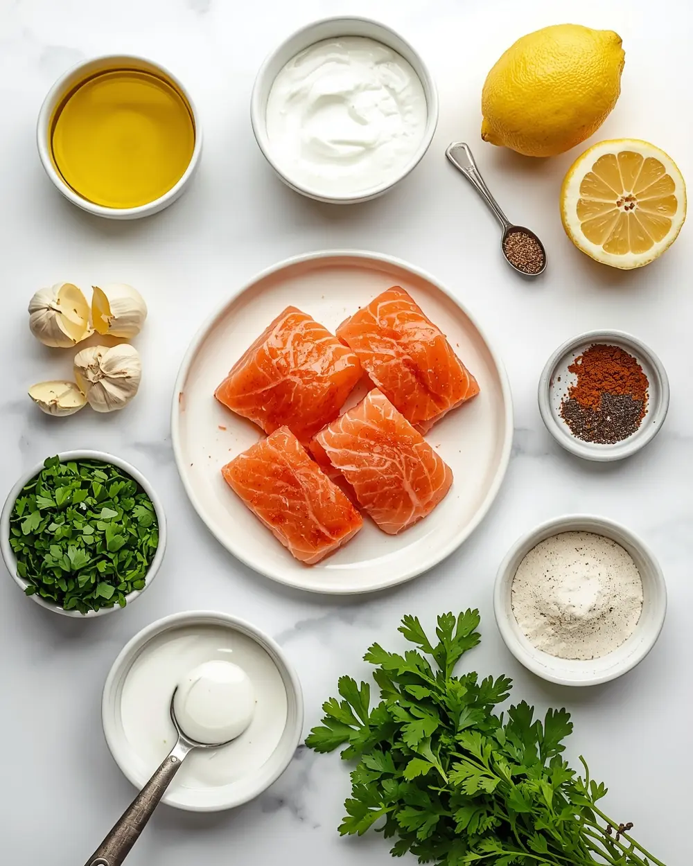 Ingredients for grilled salmon marinade recipe summer