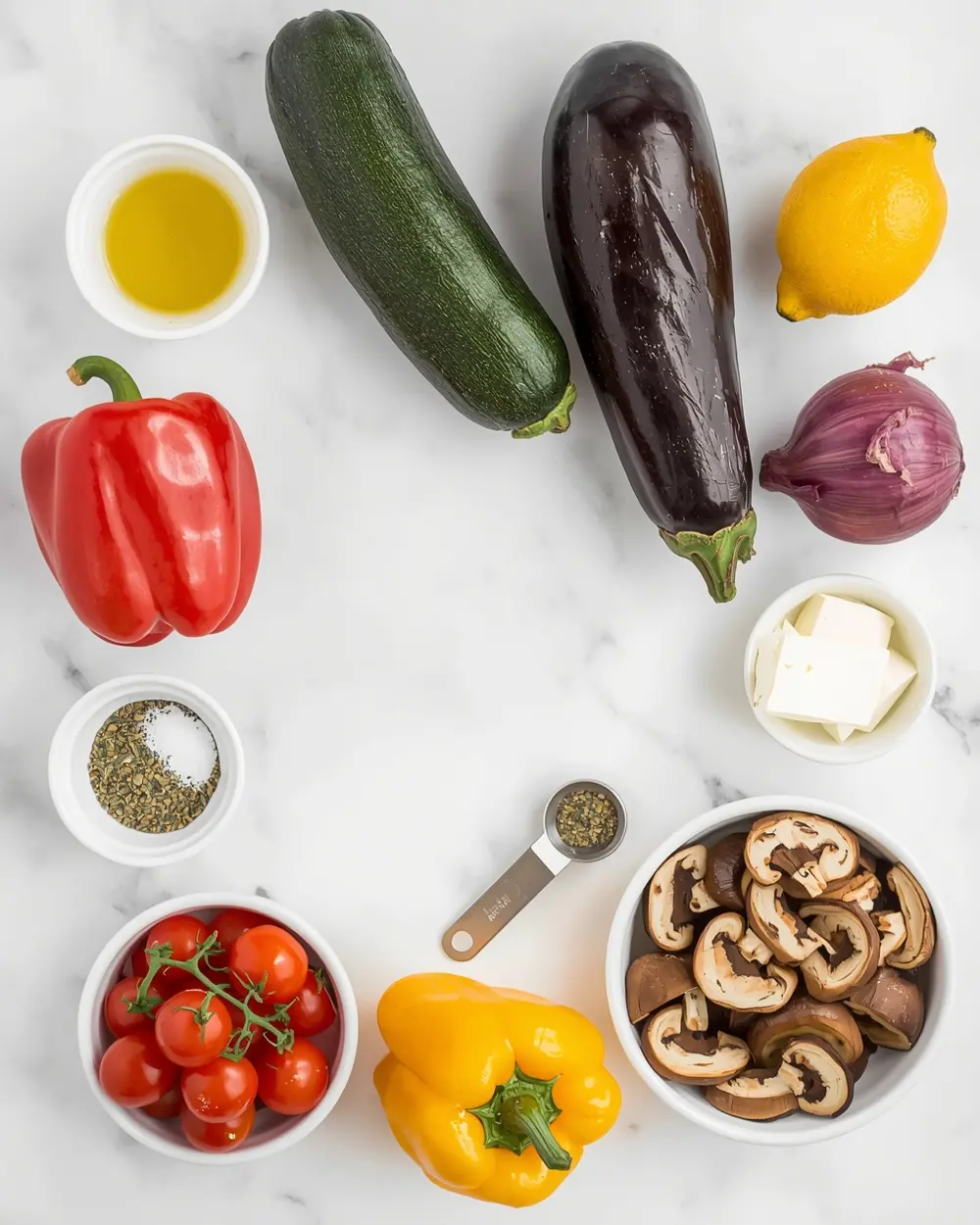 Ingredients for grilled vegetable platter recipe summer