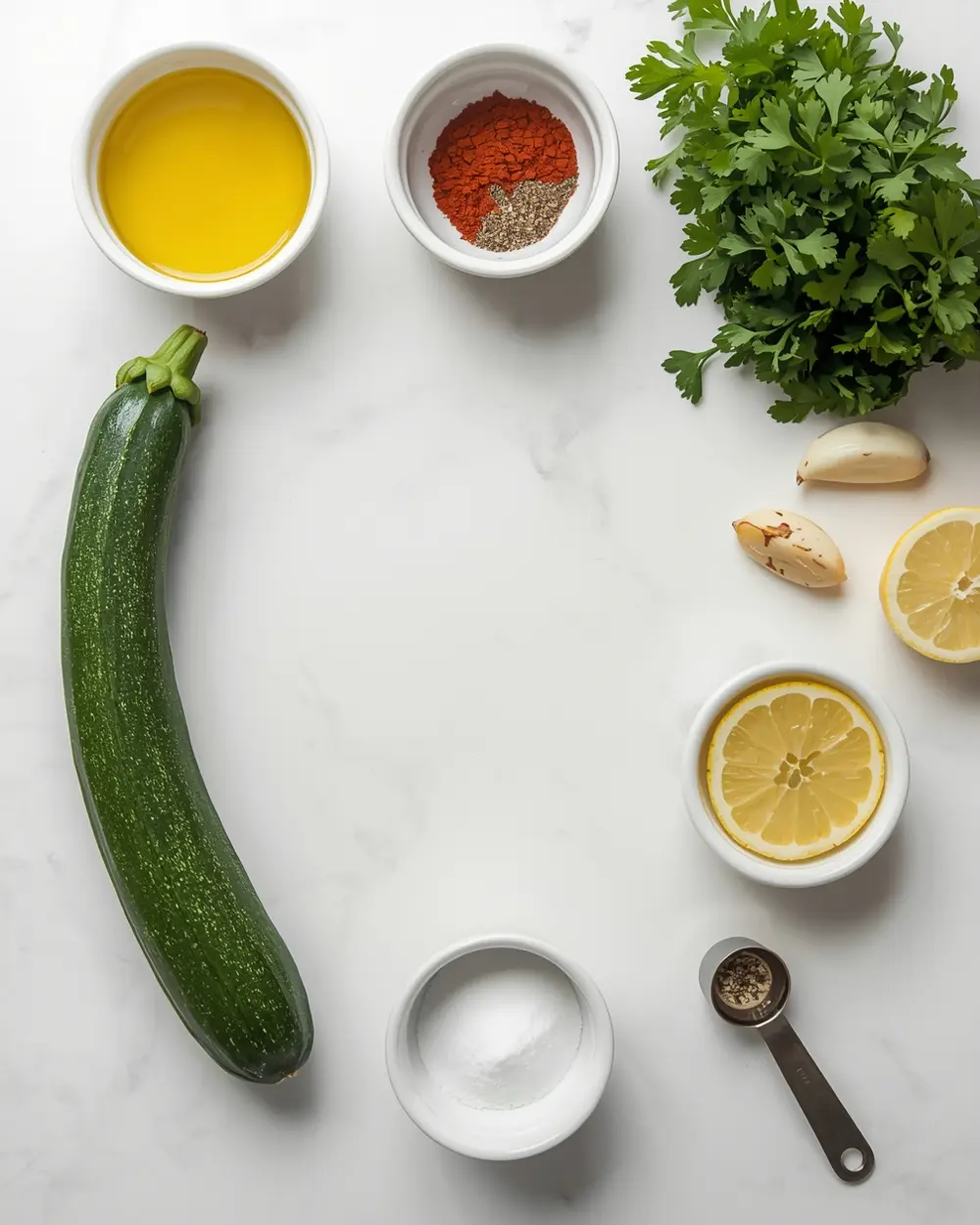 Ingredients for grilled zucchini recipe summer