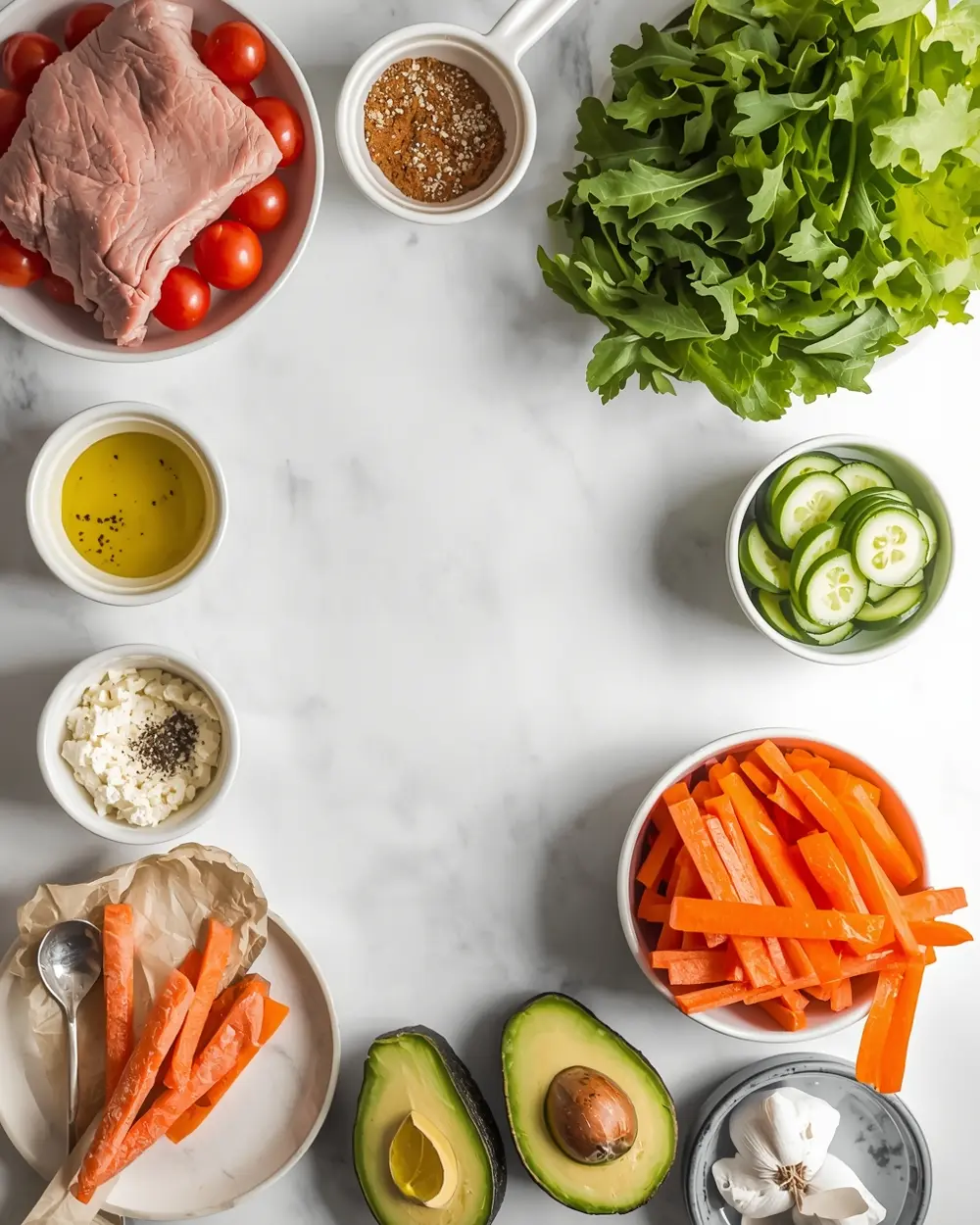 Ingredients for healthy summer turkey lettuce wraps