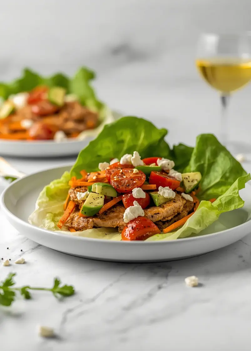 healthy summer turkey lettuce wraps ready to serve