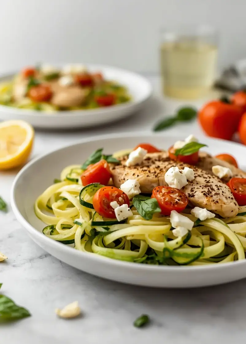healthy summer zucchini noodles recipe ready to serve