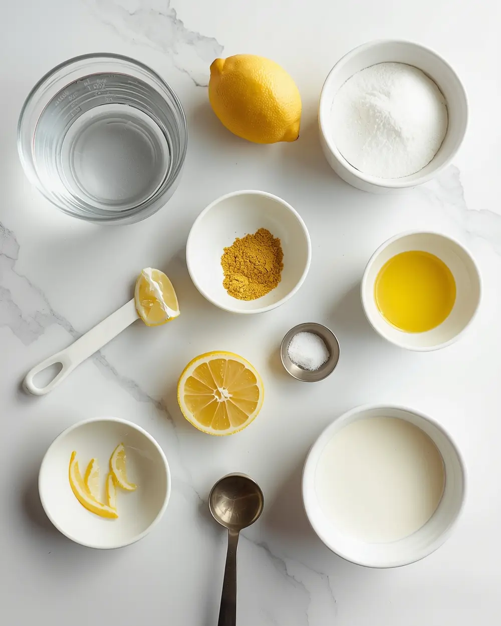 Ingredients for homemade lemon sorbet recipe easy