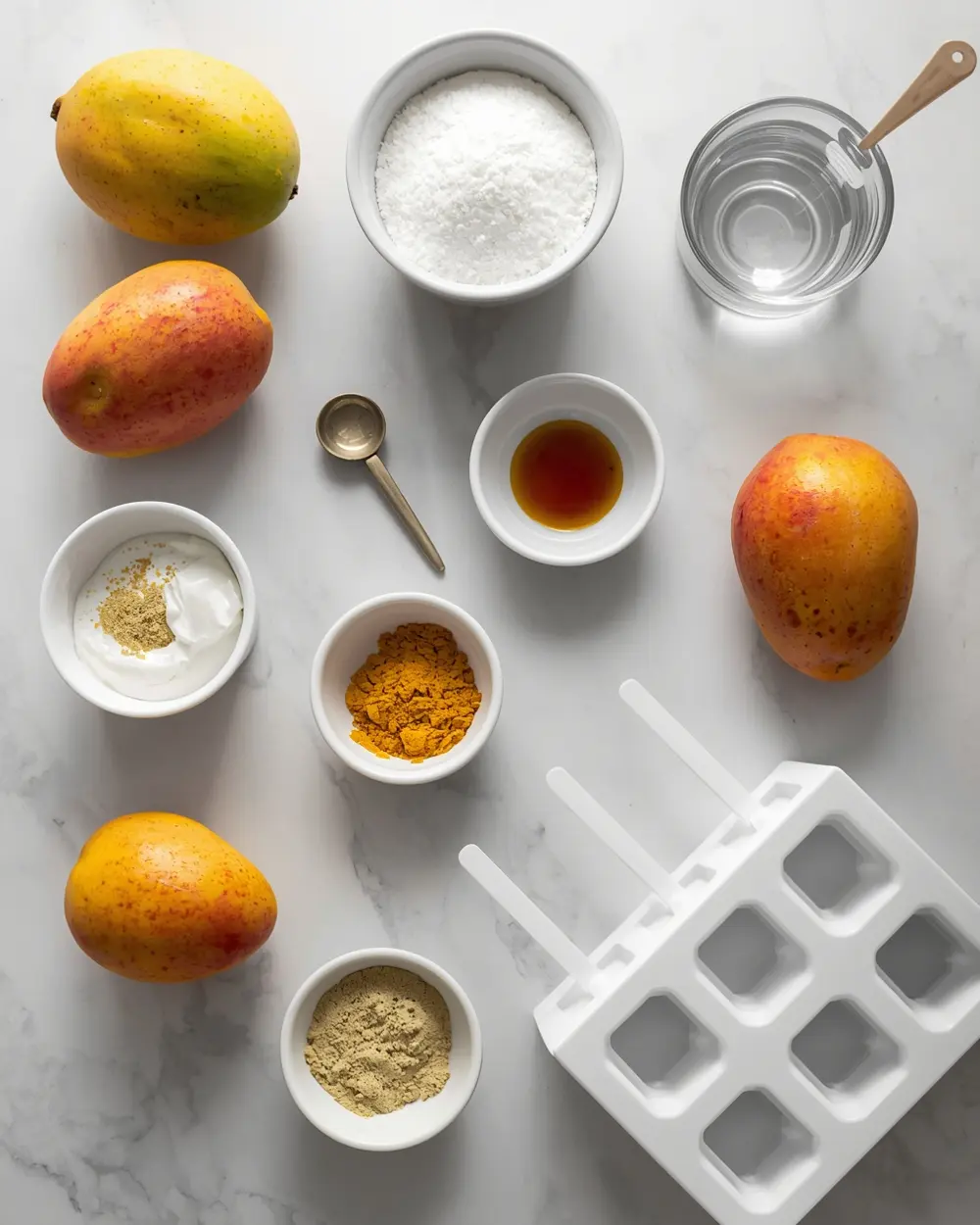 Ingredients for homemade mango popsicles recipe