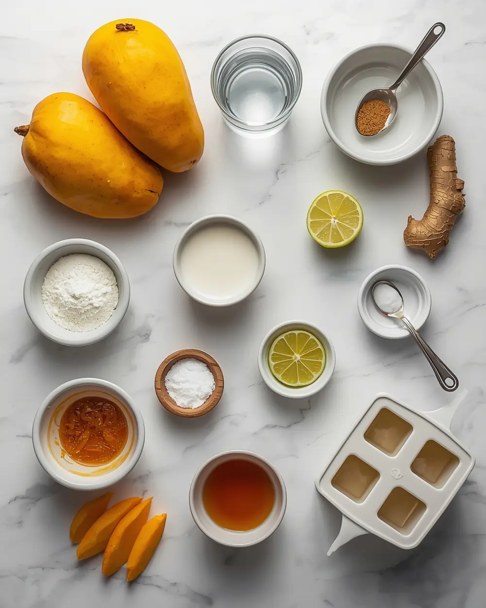 Ingredients for homemade mango popsicles recipe