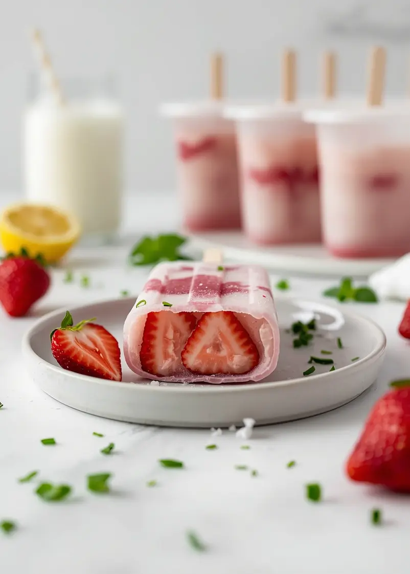 homemade strawberry popsicles recipe ready to serve