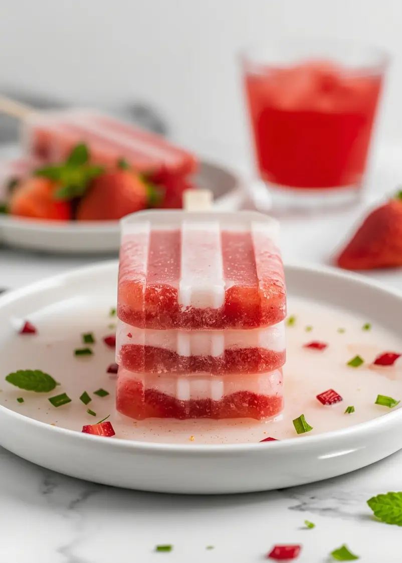 homemade strawberry popsicles recipe ready to serve