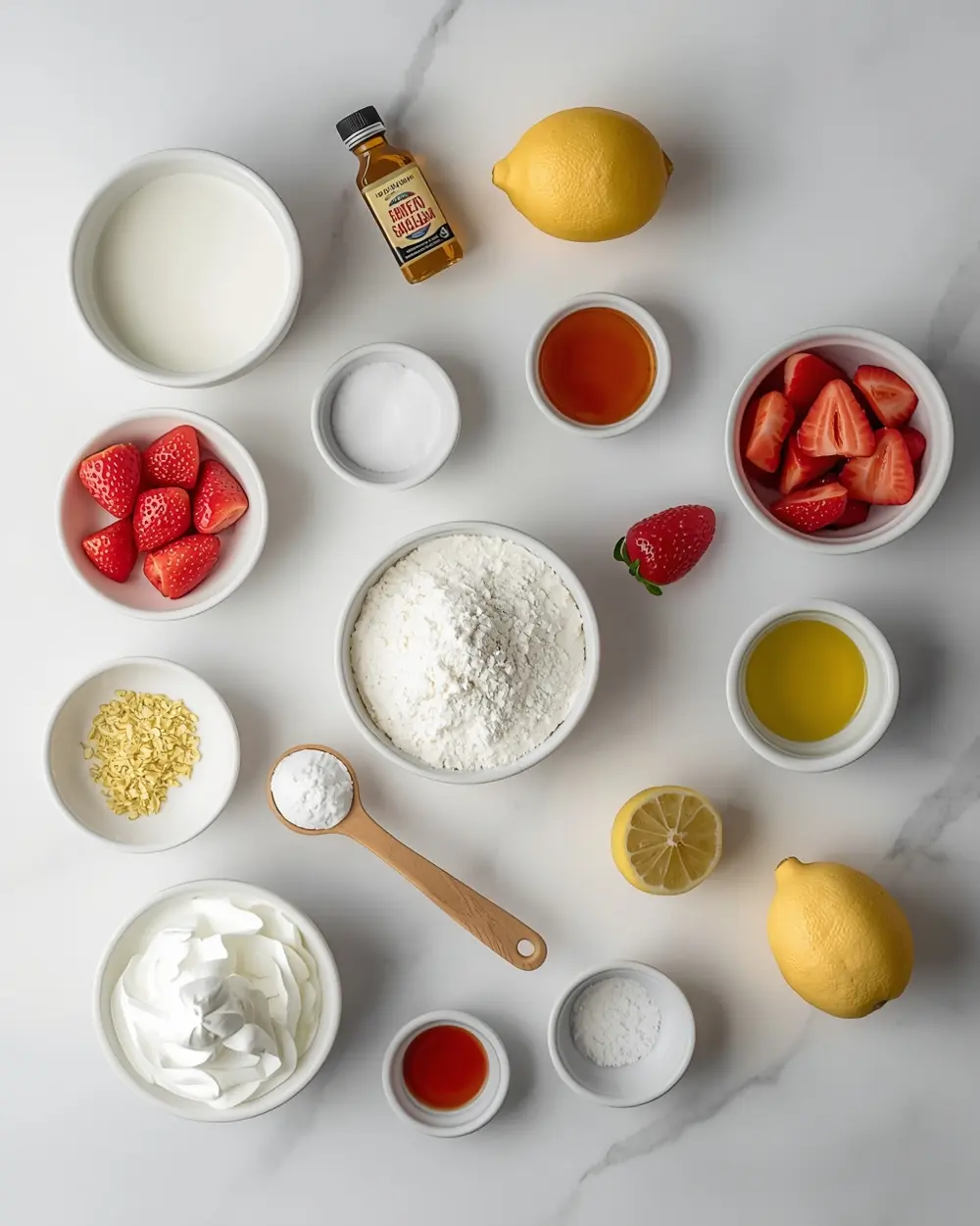 Ingredients for no churn strawberry ice cream recipe