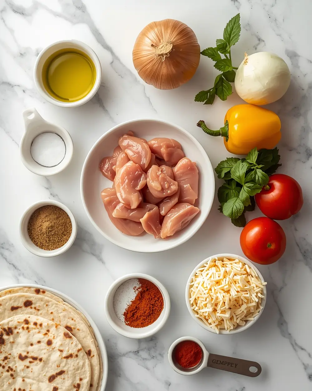 Ingredients for one pan chicken fajitas recipe