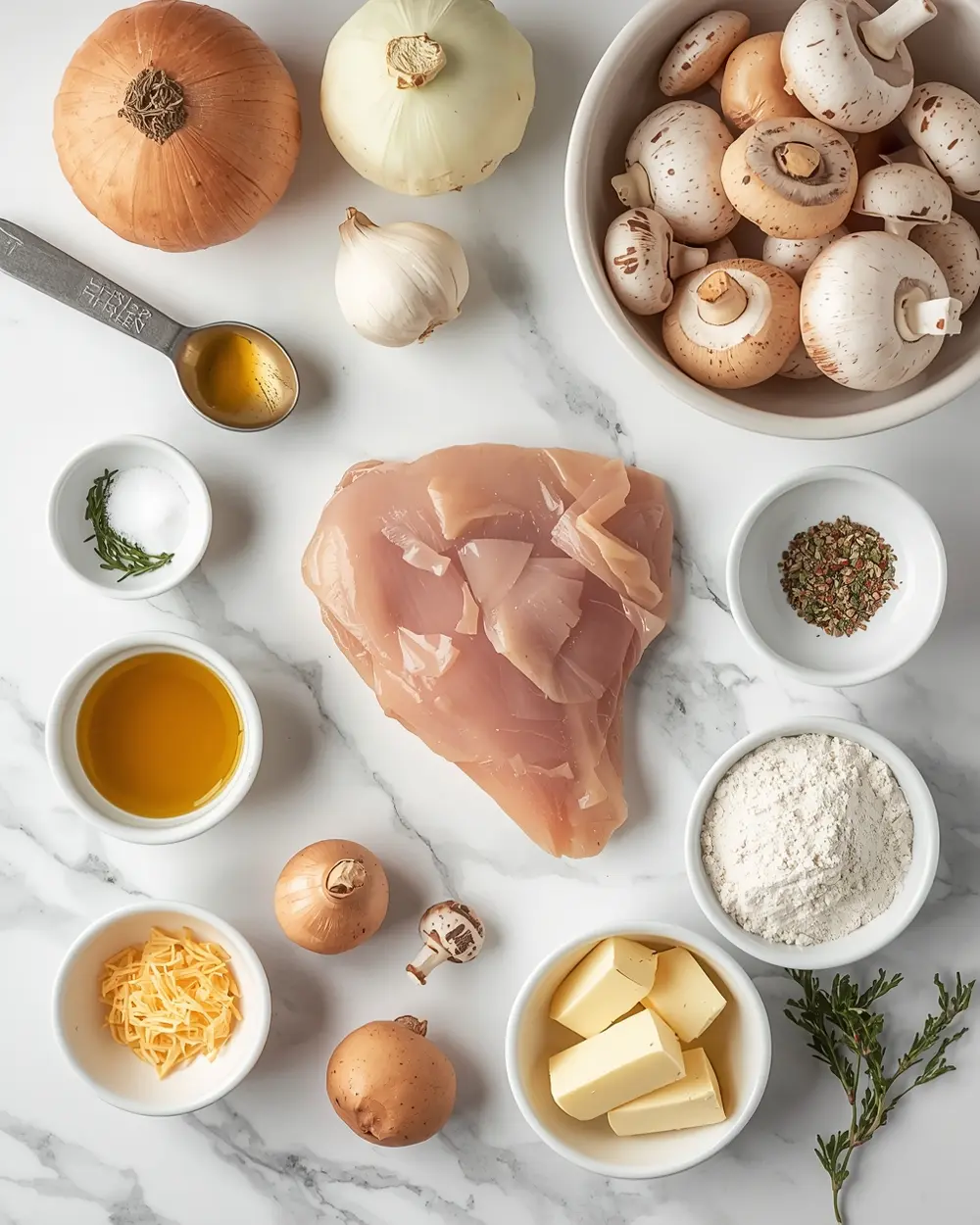 Ingredients for one pan chicken mushroom recipe easy