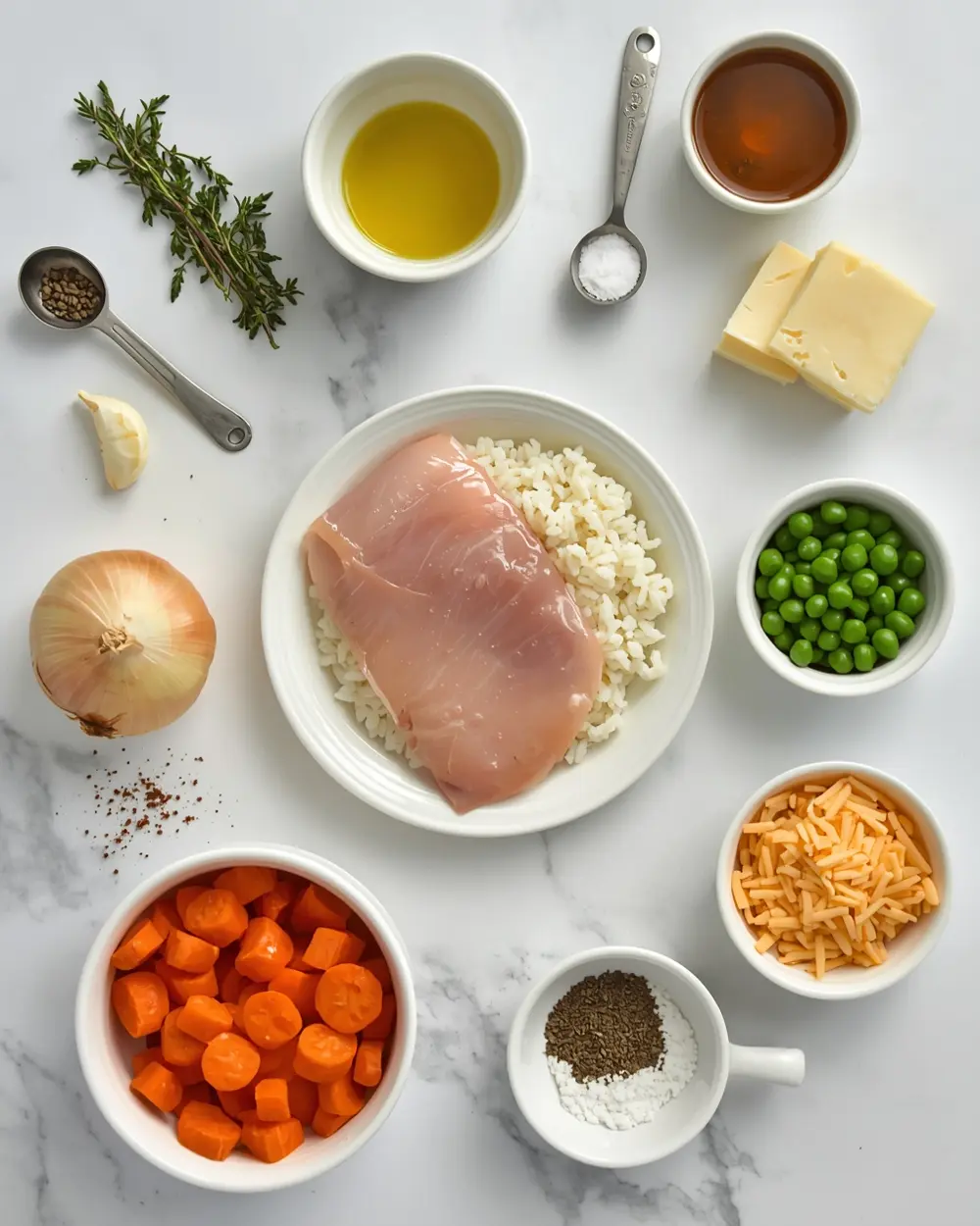 Ingredients for one pan chicken rice recipe easy