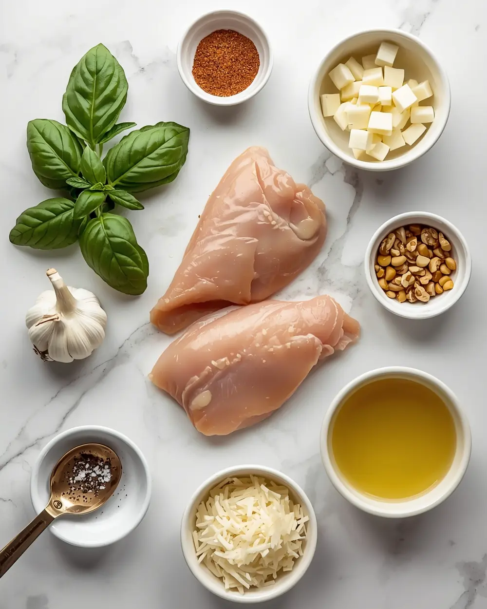Ingredients for pesto baked chicken recipe easy