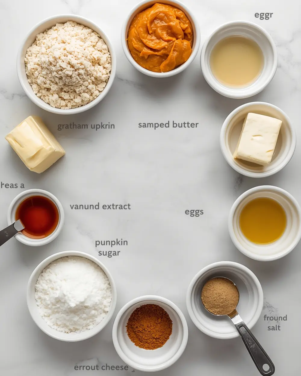 Ingredients for pumpkin cheesecake bars recipe fall