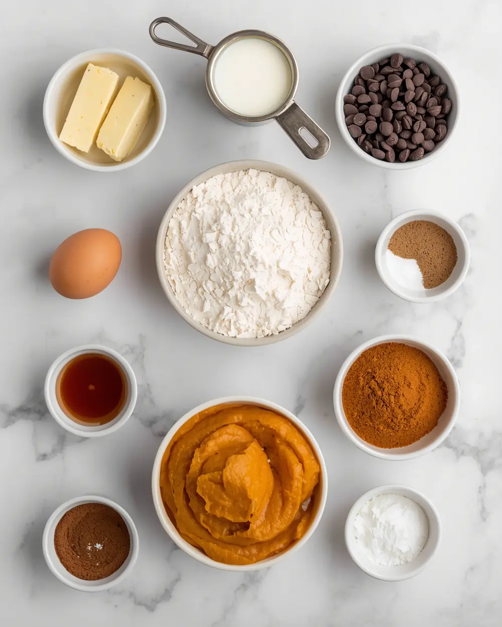 Ingredients for pumpkin chocolate chip cookies recipe