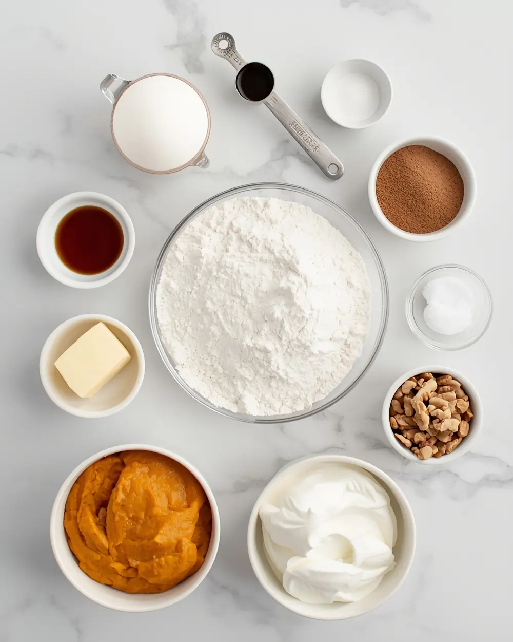 Ingredients for pumpkin cream cheese muffins recipe
