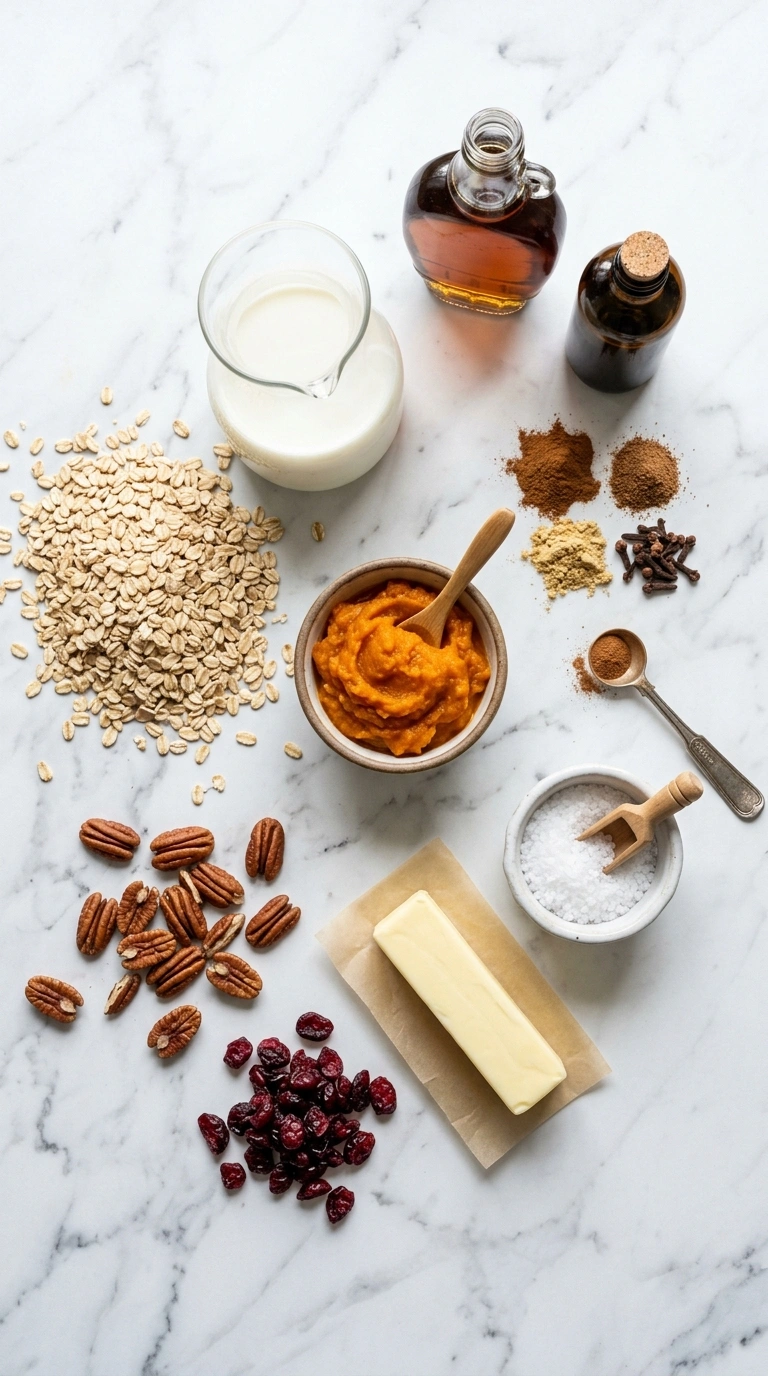 Ingredients for pumpkin oatmeal recipe easy fall