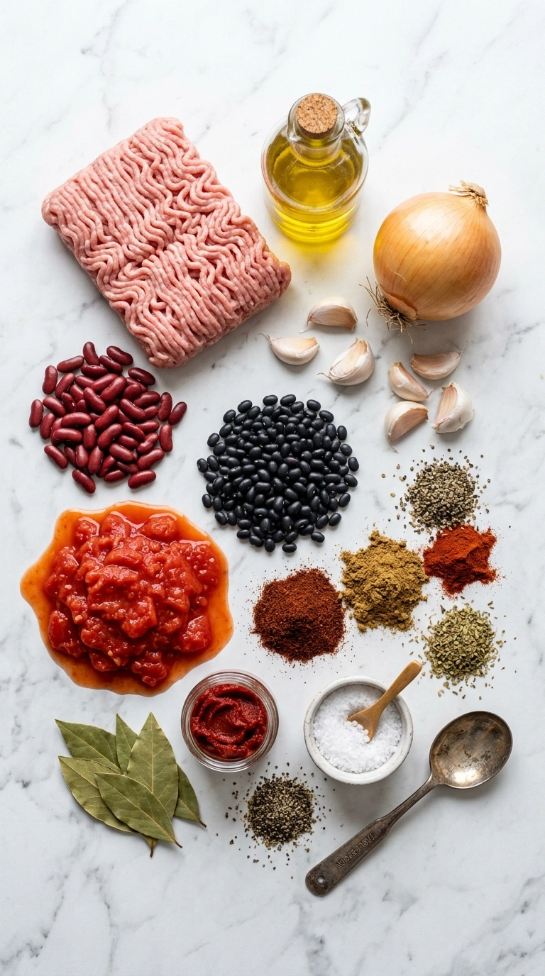 Ingredients for slow cooker turkey chili recipe fall