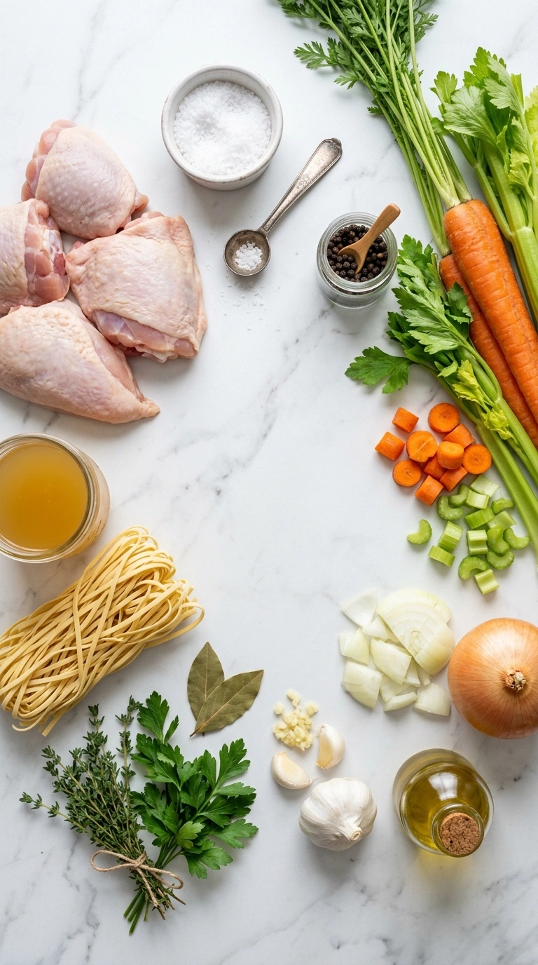 Ingredients for slow cooker chicken noodle soup fall