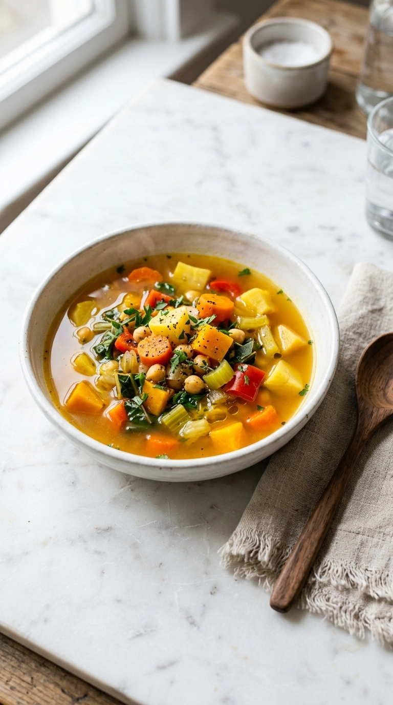 slow cooker vegetable soup fall ready to serve