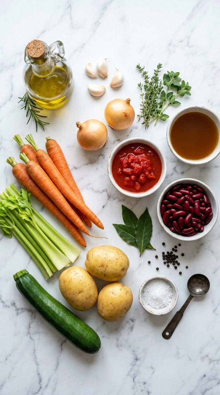 Ingredients for slow cooker vegetable soup fall
