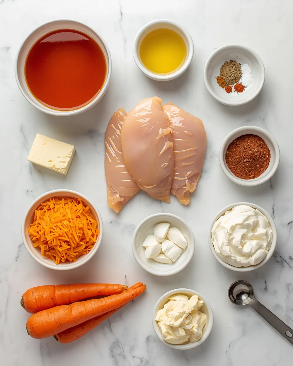 Ingredients for slow cooker buffalo chicken recipe