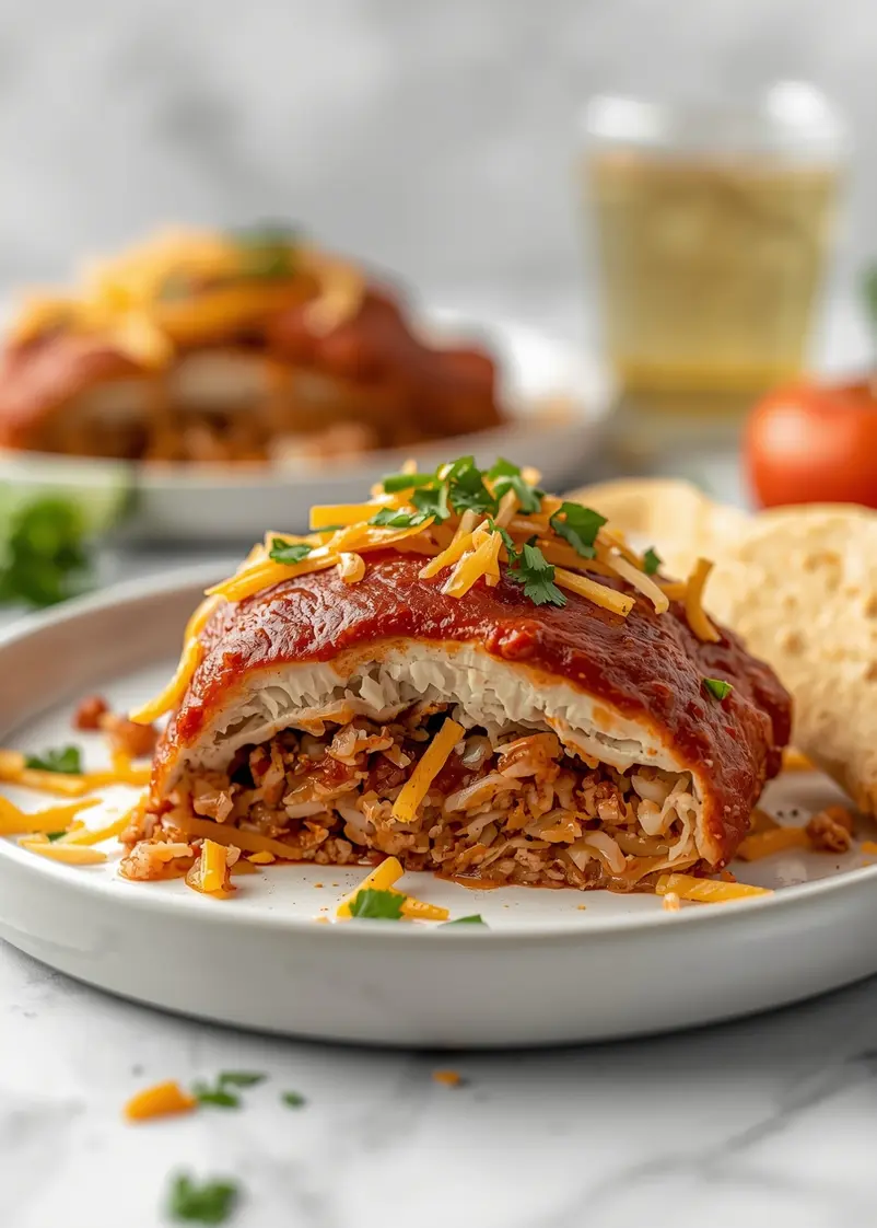 slow cooker chicken enchilada bowl ready to serve