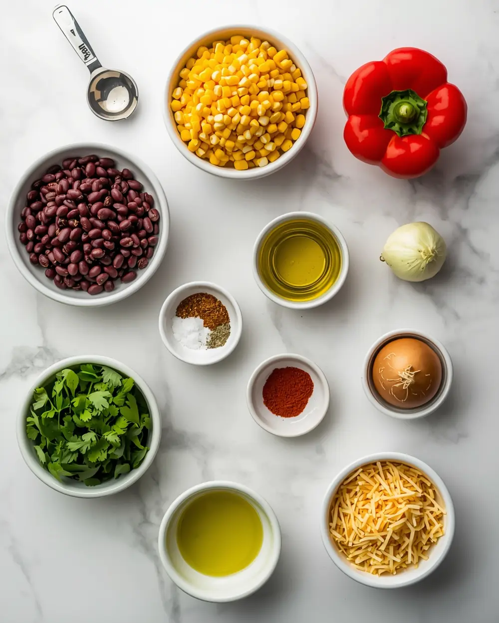 Ingredients for summer black bean casserole recipe