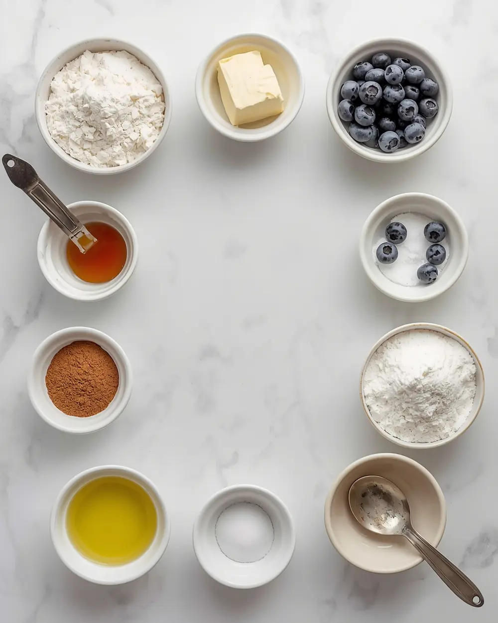 Ingredients for summer blueberry pancakes recipe easy