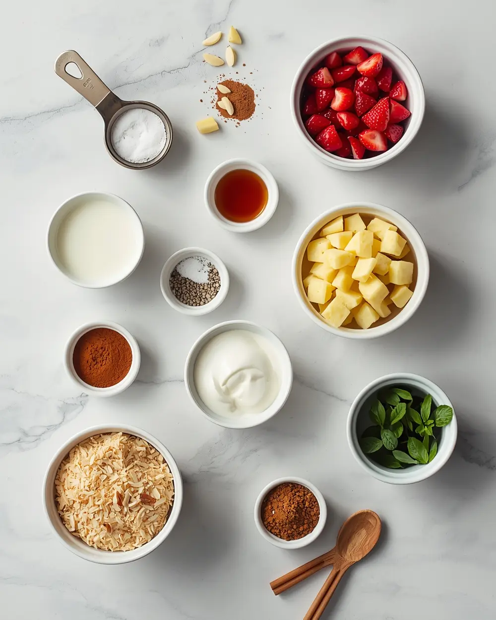 Ingredients for summer chia pudding recipe easy
