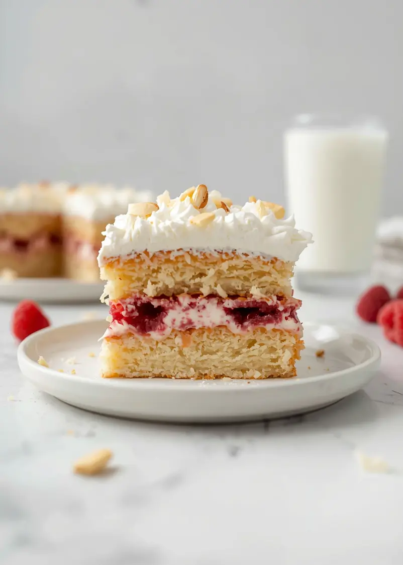 summer coconut layer cake recipe ready to serve