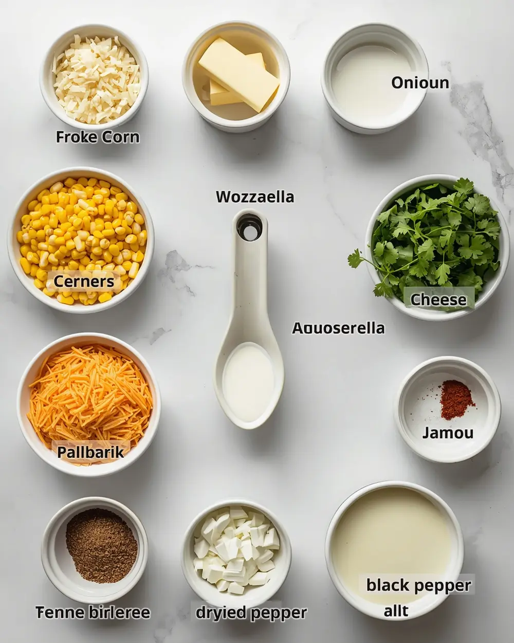 Ingredients for summer corn casserole recipe easy