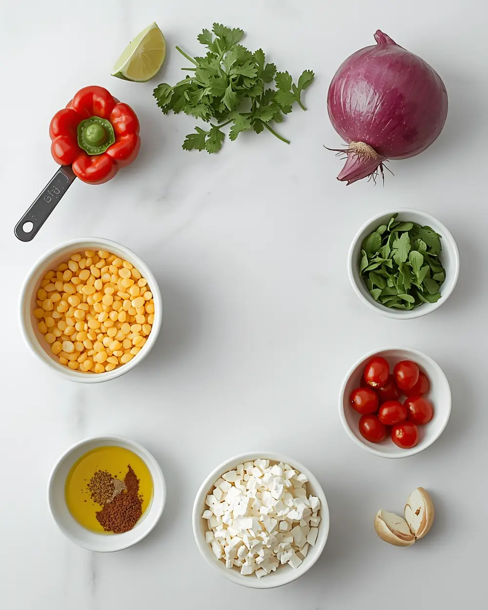 Ingredients for summer corn salad recipe