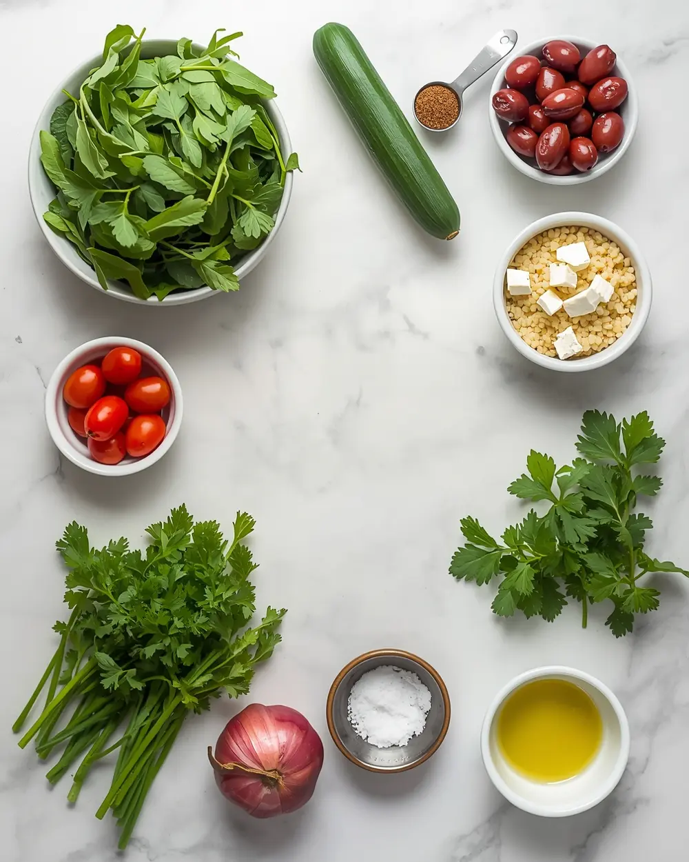 Ingredients for summer couscous salad recipe
