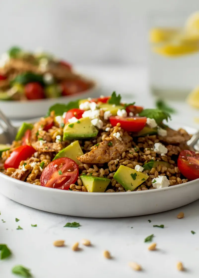 summer farro salad recipe ready to serve