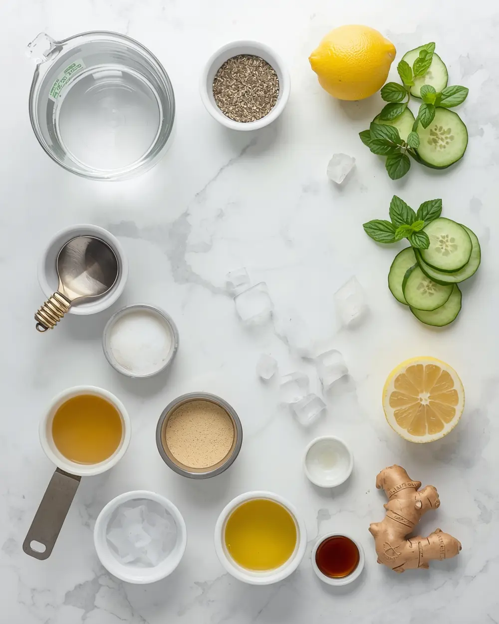 Ingredients for summer iced green tea recipe
