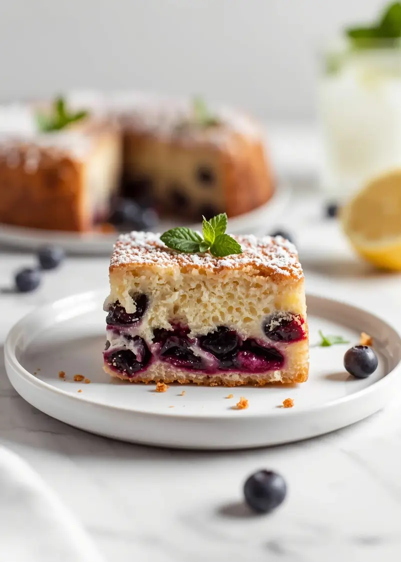 summer lemon blueberry cake recipe ready to serve