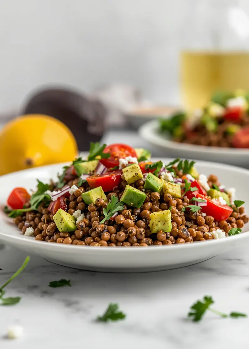 summer lentil salad recipe ready to serve