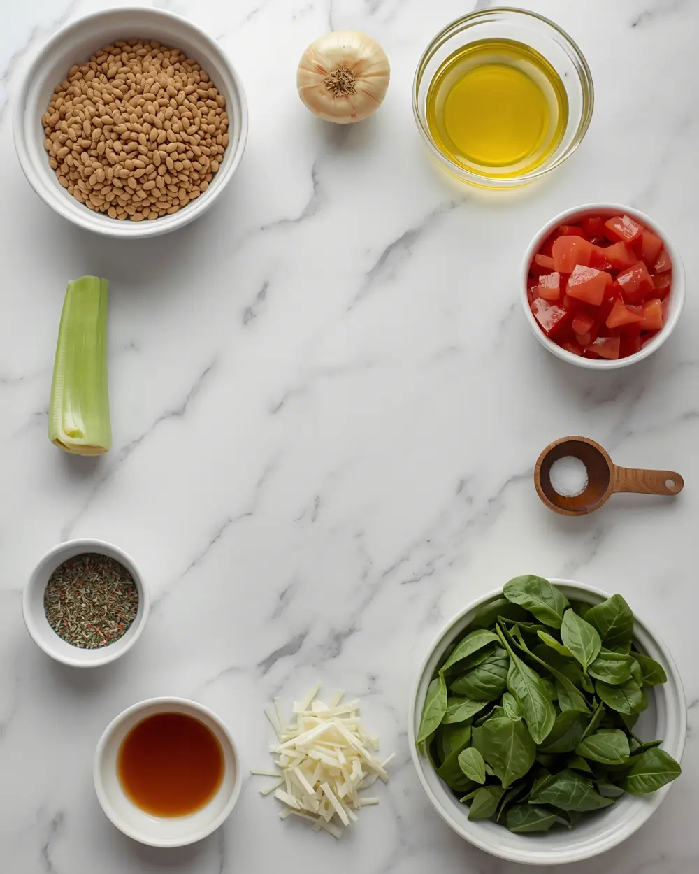 Ingredients for summer lentil soup recipe easy dinner