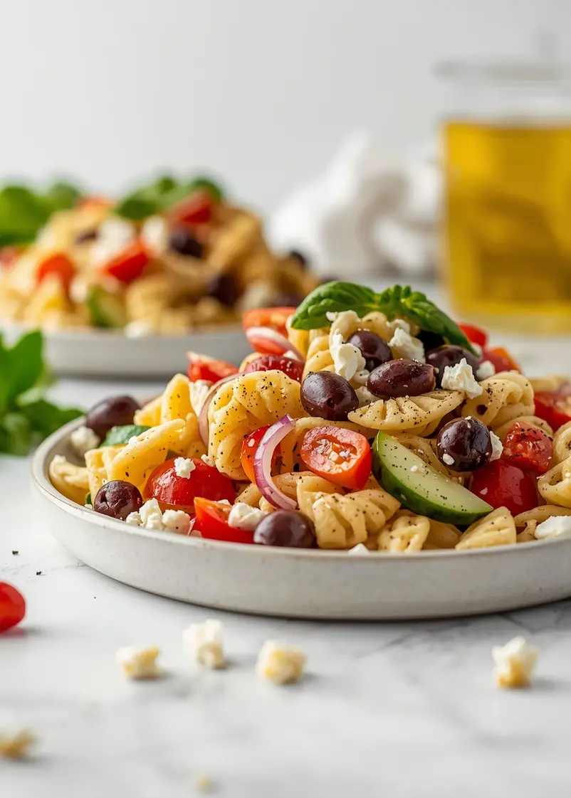 summer pasta salad recipe ready to serve