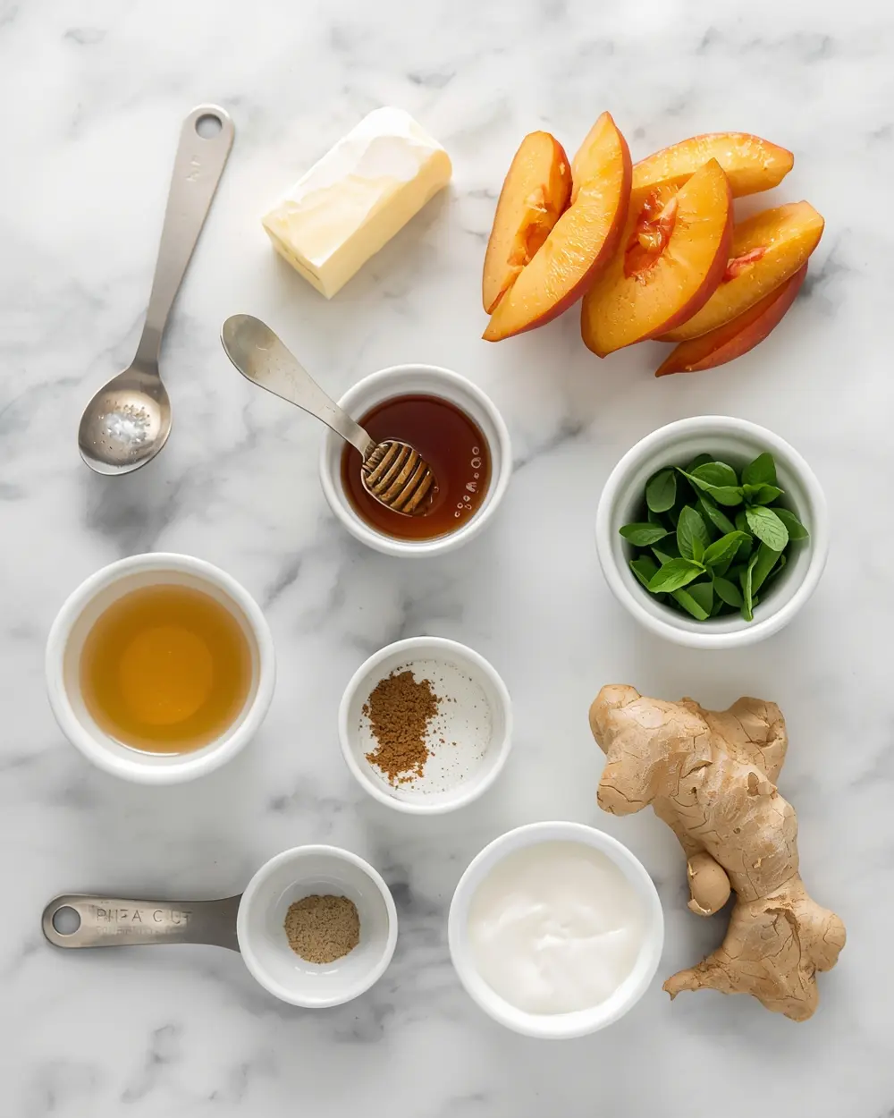 Ingredients for summer peach french toast recipe