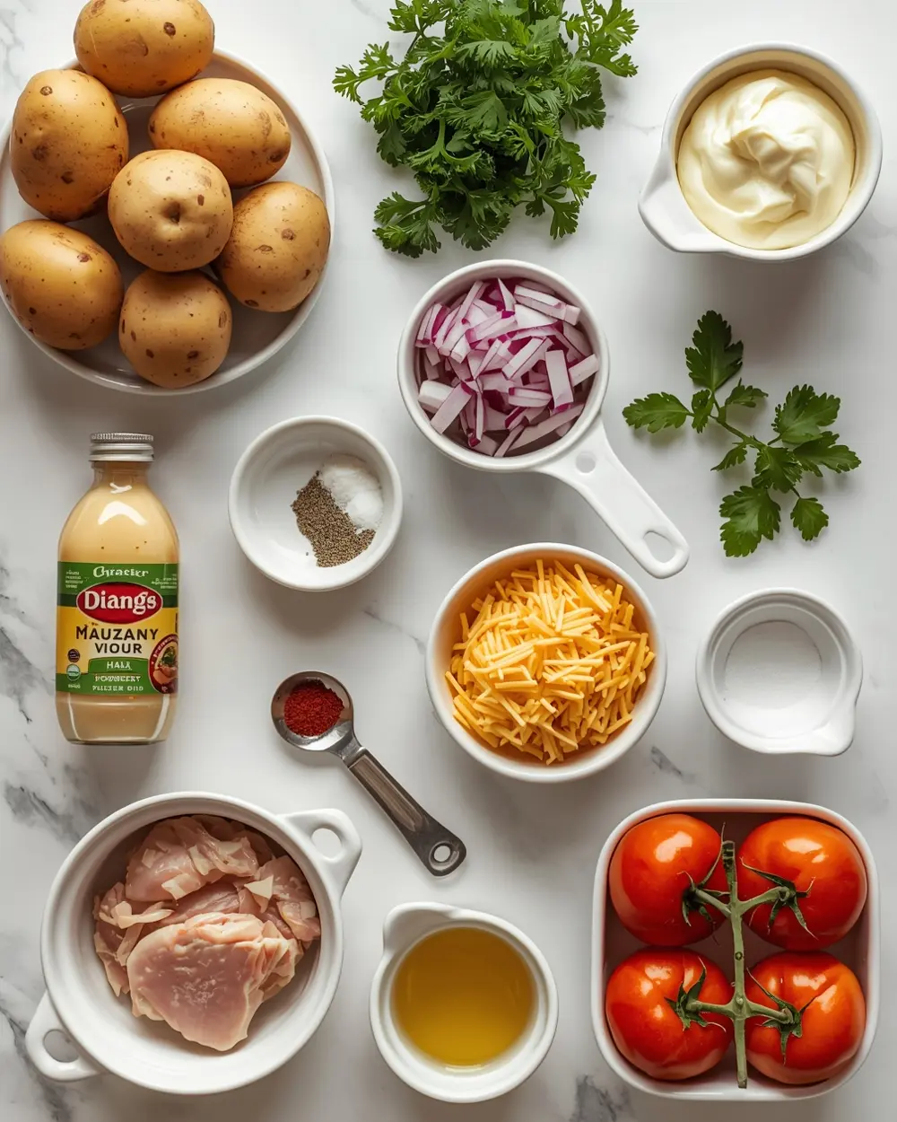 Ingredients for summer potato salad recipe