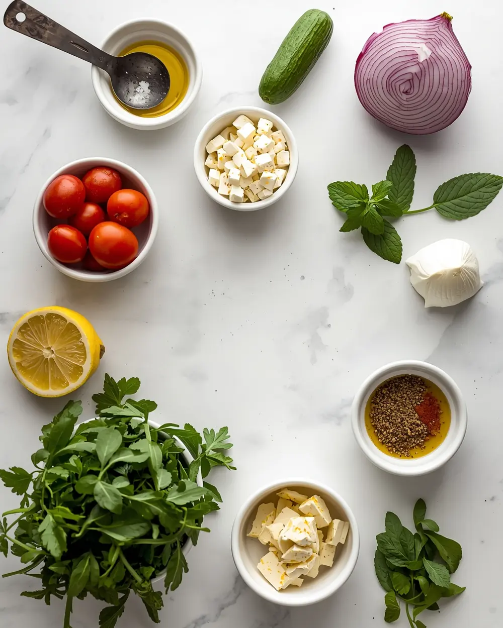 Ingredients for summer quinoa salad recipe