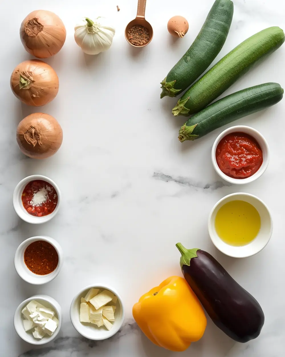 Ingredients for summer shakshuka recipe easy dinner