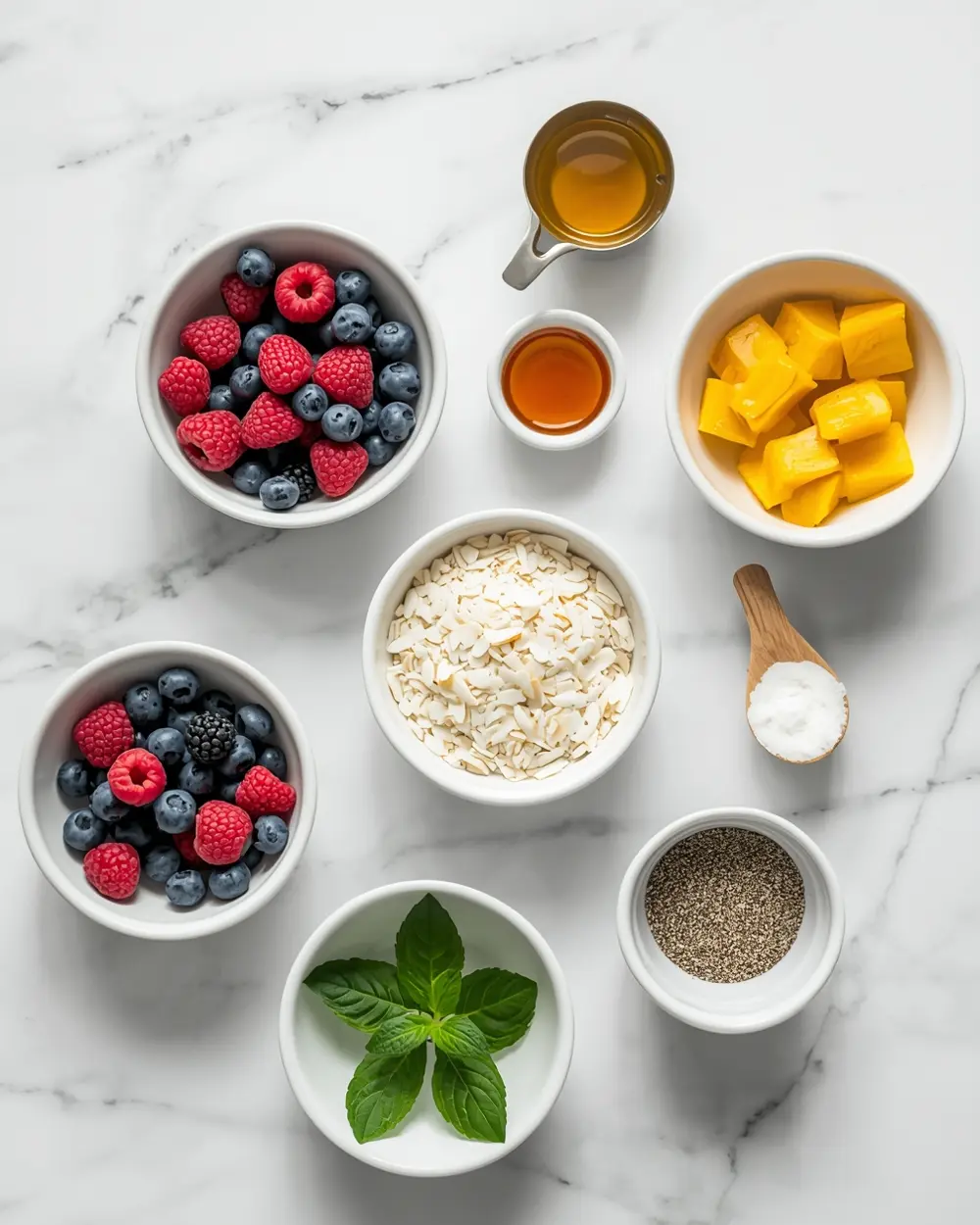 Ingredients for summer smoothie bowl recipe easy