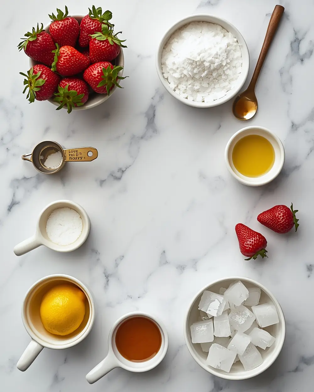 Ingredients for summer strawberry lemonade recipe