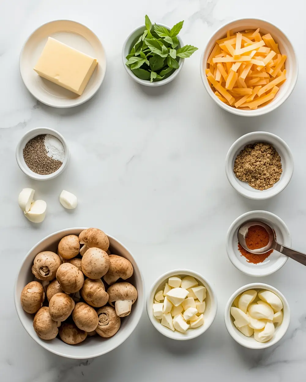 Ingredients for summer stuffed mushrooms recipe easy
