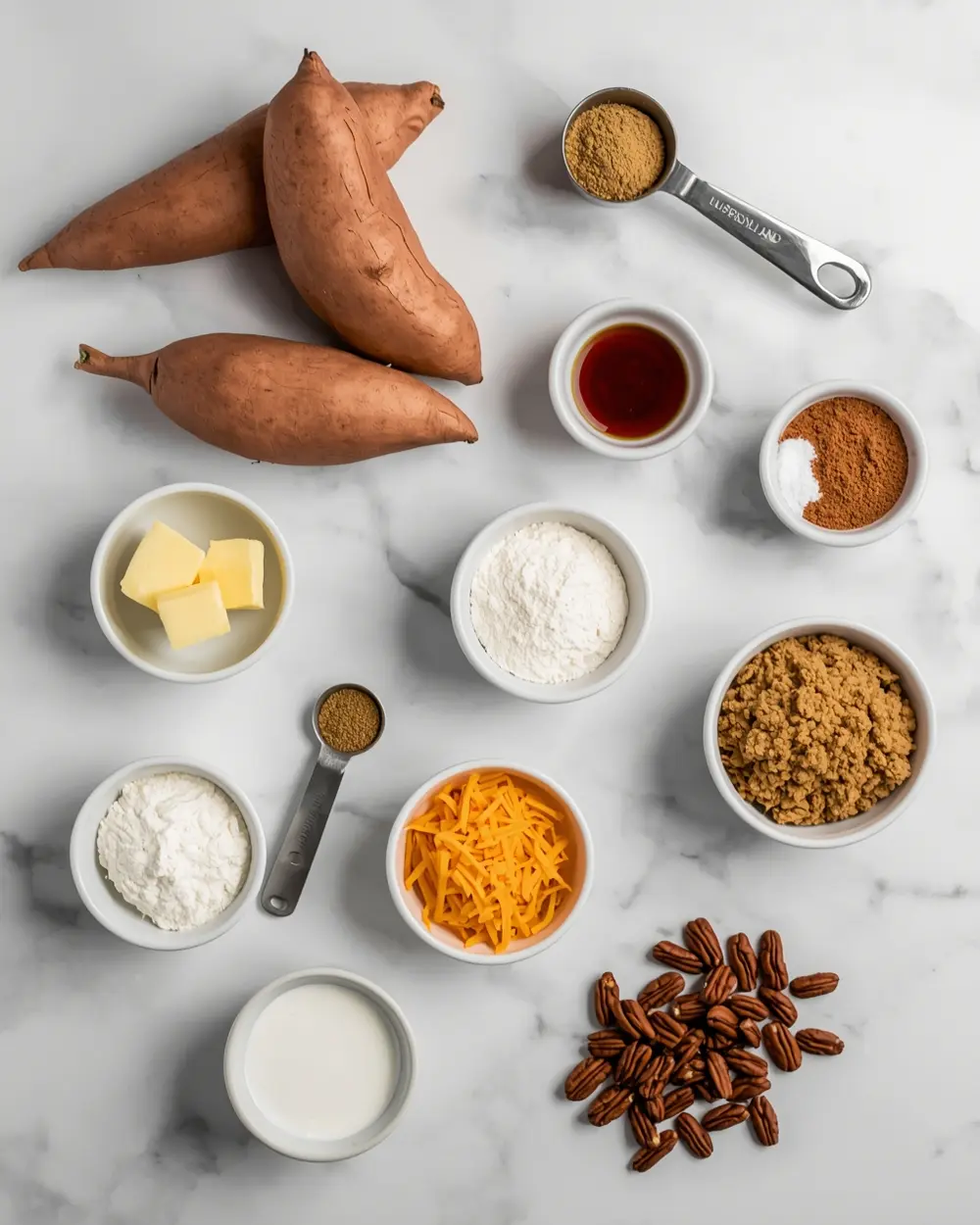 Ingredients for summer sweet potato casserole recipe