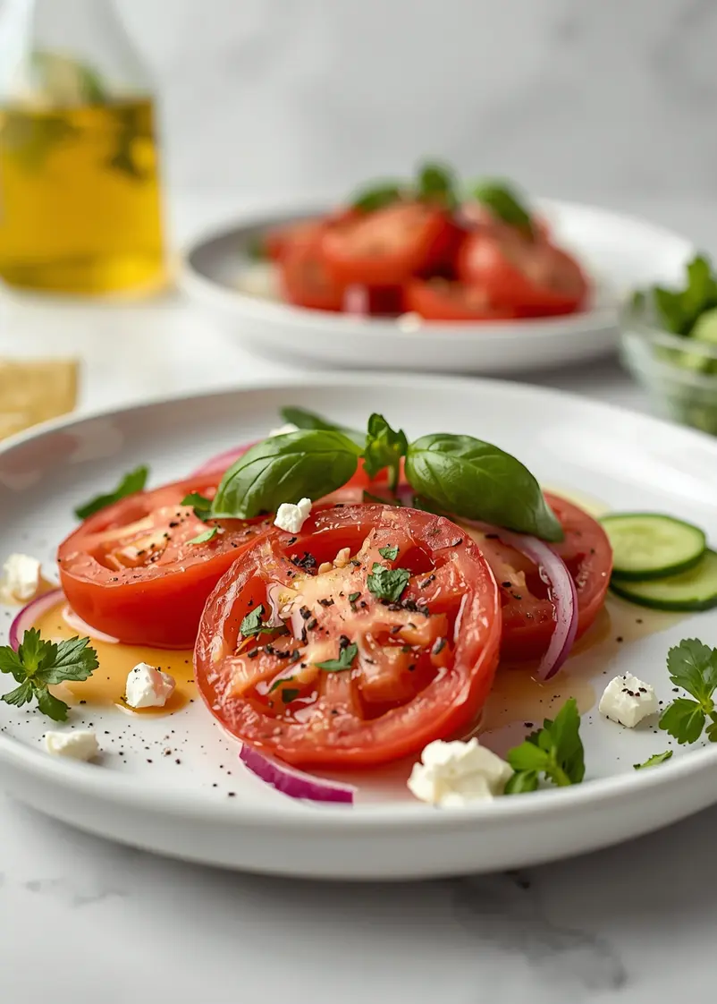summer tomato salad recipe ready to serve