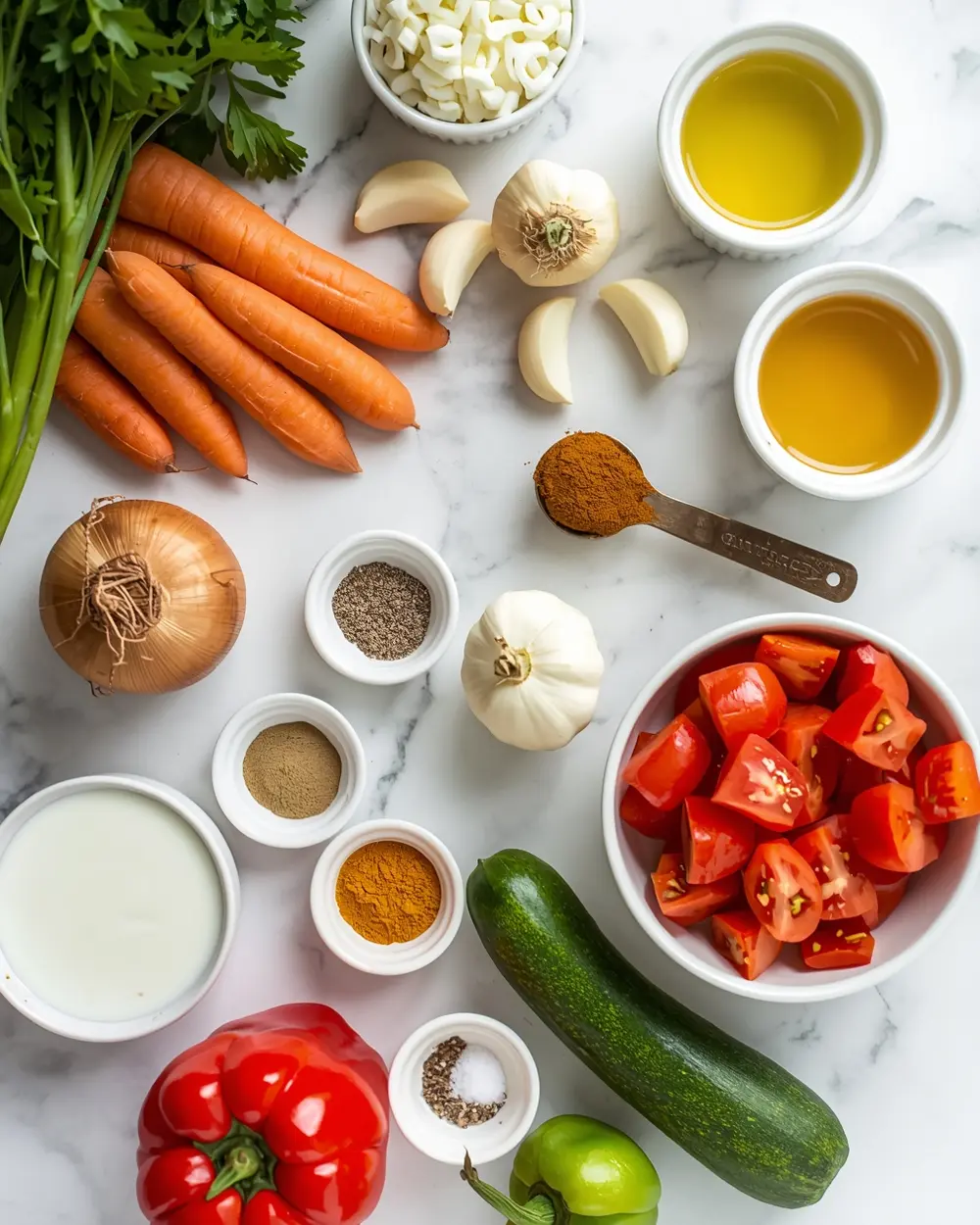 Ingredients for summer veggie curry recipe easy