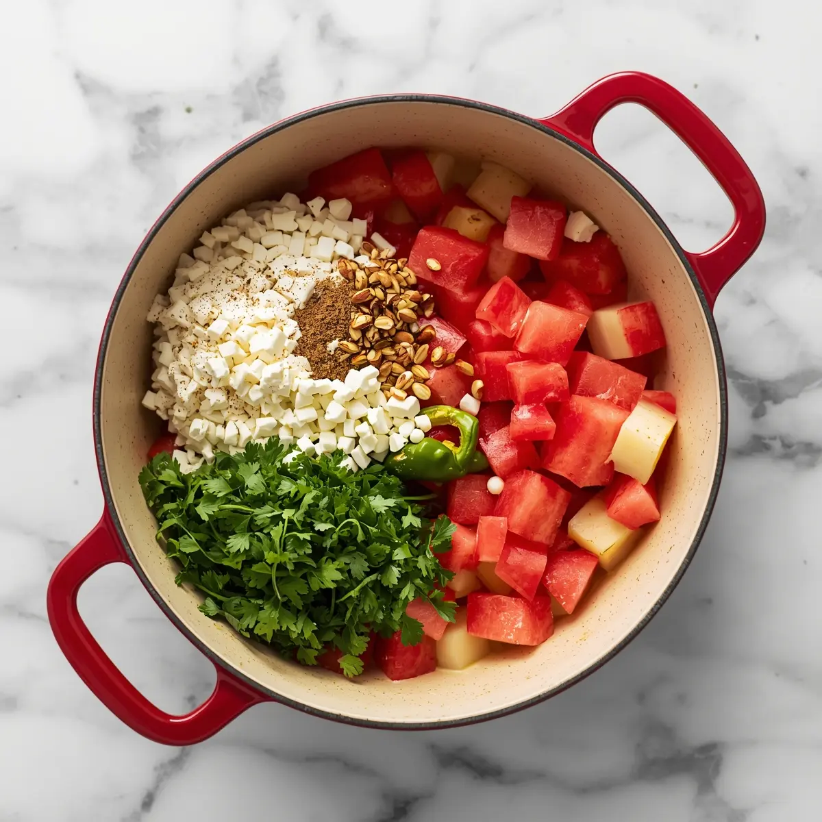 Cooking instructions for summer watermelon feta salad recipe